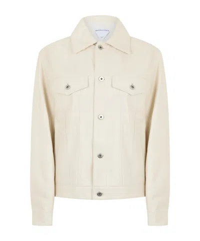 Bottega Veneta Long Sleeve Leather Jacket In Neutral
