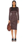 Shop Bottega Veneta Long Sleeve Midi Dress In Ebony