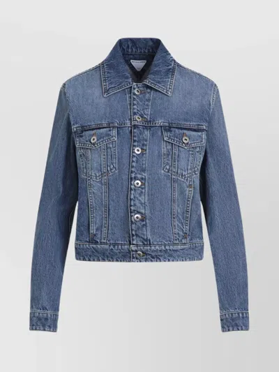 BOTTEGA VENETA LONG SLEEVE POINTED COLLAR DENIM JACKET