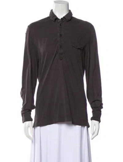 Pre-owned Bottega Veneta Long Sleeve Polo In Gray