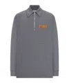 Bottega Veneta Mens Dark Grey Melange Melange Long-sleeve Cotton Polo Top Xl In Gray