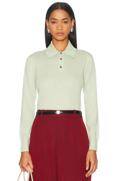 Bottega Veneta Long Sleeve Polo Top In Aquamarine