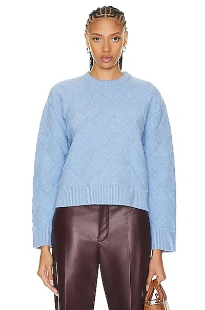 Bottega Veneta Wool Crew-neck Sweater With Diamond Quilted Pattern In Light Blue