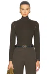 Bottega Veneta Long Sleeve Turtleneck Top In Dark Olive