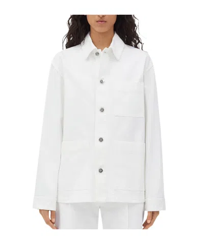 Bottega Veneta Long-sleeved Button-down Denim Coat In White