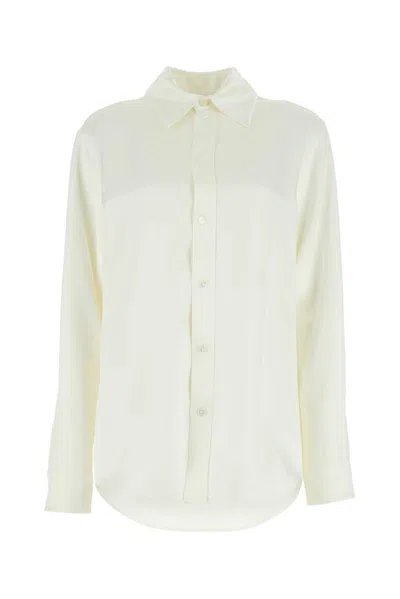 Bottega Veneta Ivory Satin Button-up Shirt For Women In White