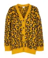 Bottega Veneta Womens V-neck Leopard Wool-blend Cardigan Egg Yolk Fondant In Multi