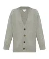Bottega Veneta Leather Patch Cashmere Cardigan In Gray