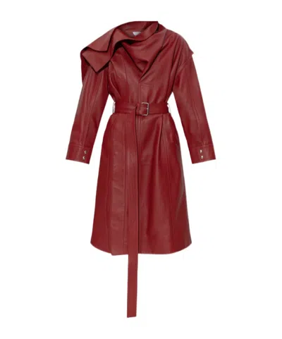 Bottega Veneta Long-sleeved Coat In Red