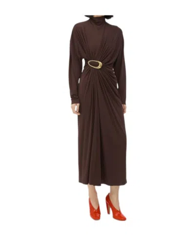 Bottega Veneta Long-sleeved Crepe Dress In Black