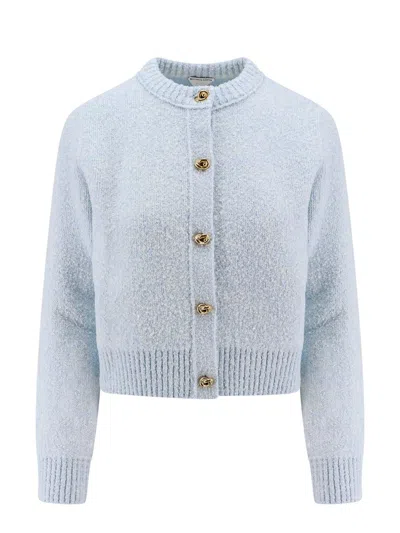 Bottega Veneta Long Sleeved Crewneck Cardigan In Blue