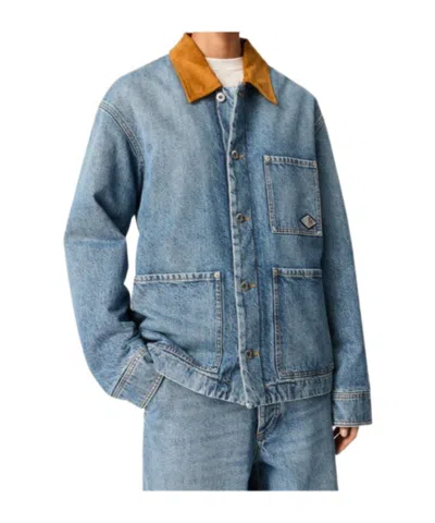 Bottega Veneta Long-sleeved Denim Coat In Blue