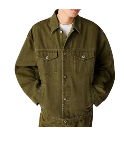 Bottega Veneta Long-sleeved Denim Jacket In Green