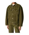 Bottega Veneta Suede-trimmed Denim Jacket In Green
