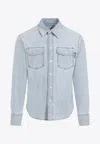 Bottega Veneta Bleached Light Denim Shirt In Blue