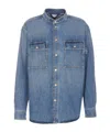 Bottega Veneta Denim Shirt With Flap Pockets And Contrasting Stitching In Blue
