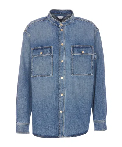 Bottega Veneta Long-sleeved Denim Shirt In Blue