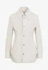 Bottega Veneta Tailored Cotton Jacket With Classic Collar In Pale Meringue