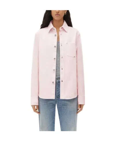 Bottega Veneta Long-sleeved Denim Shirt In Pink