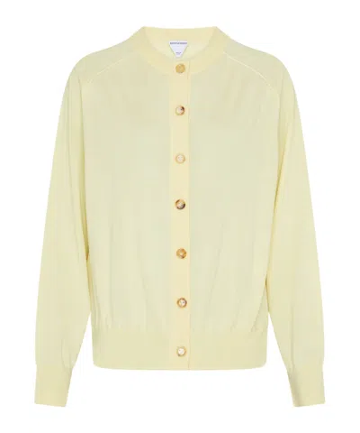 Bottega Veneta Long-sleeved Knitted Cardigan In Yellow