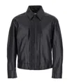 Bottega Veneta Long-sleeved Leather Jacket In Black
