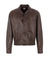 Bottega Veneta Long-sleeved Leather Jacket In Brown