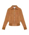 Bottega Veneta Long-sleeved Leather Jacket In Brown