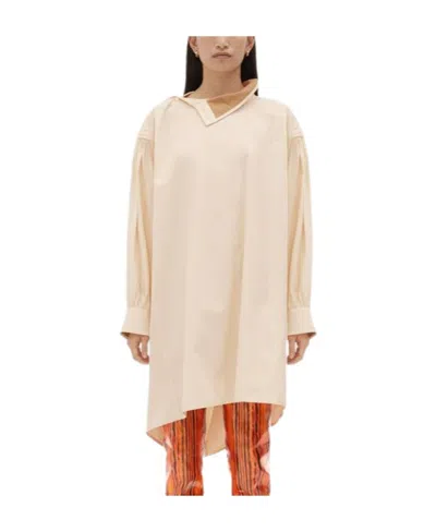 Bottega Veneta Long-sleeved Pleated Dress In White