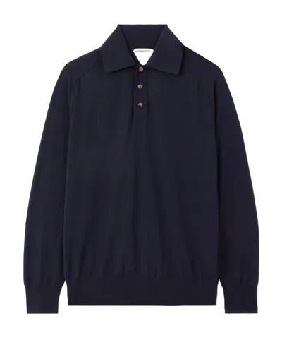 Bottega Veneta Long-sleeved Polo Shirt In Black