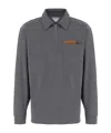 Bottega Veneta Mens Dark Grey Melange Melange Long-sleeve Cotton Polo Top Xl In Gray