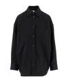 Bottega Veneta Button Down Sartorial Wool Twill Shirt In Black