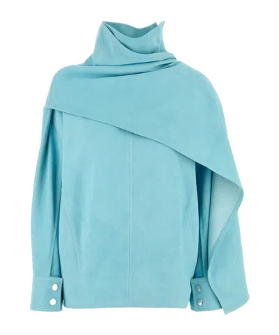 Bottega Veneta Light Blue Leather Blouse