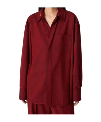 Bottega Veneta Long-sleeved Shirt In 6516 Red/grey Melange