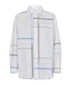 Bottega Veneta Womens White Blue Green Tau Checked Dropped-shoulder Relaxed-fit Cotton Shirt In White