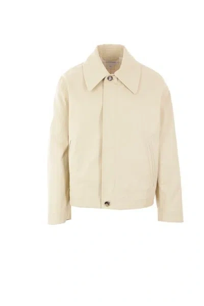 Bottega Veneta Lightweight Ecru Canvas Jacket In Beige