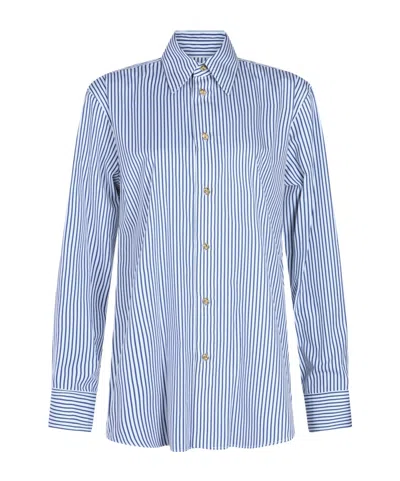Bottega Veneta Long Sleeved Striped Shirt In Blue