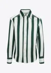 Bottega Veneta Long-sleeved Striped Shirt In Green