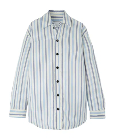 Bottega Veneta Long-sleeved Striped Shirt In White