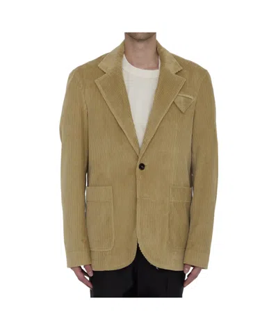 Bottega Veneta Long-sleeved Suit Coat In Green