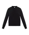 Bottega Veneta Womens Tailored Padded-shoulders Stretch-wool Blend Jumper Dark Grey Melange In Black