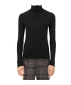 Bottega Veneta Men Distorted High Neck Wool Sweater In Black
