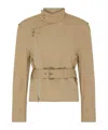 Bottega Veneta Cotton-blend Biker Jacket With Belt In Sand-colored