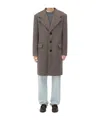 Bottega Veneta Long-sleeved Wool Cashmere Coat In Pepper Color