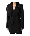 Bottega Veneta Bunny Lapel Brooch Compact Wool Jacket In Black