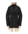 Bottega Veneta Long-sleeved Wool Coat In Black