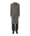 Bottega Veneta Long-sleeved Wool Coat In Black/chalk/beige