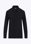 Bottega Veneta Wool Shirt With Buttoned Cuffs And Chest Pocket In Blue