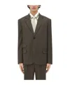 Bottega Veneta Long-sleeved Wool Suit Coat In Gray