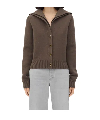 Bottega Veneta Long-sleeved Wool Sweater In Brown