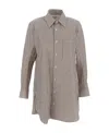Bottega Veneta Long Striped Shirt In Nude